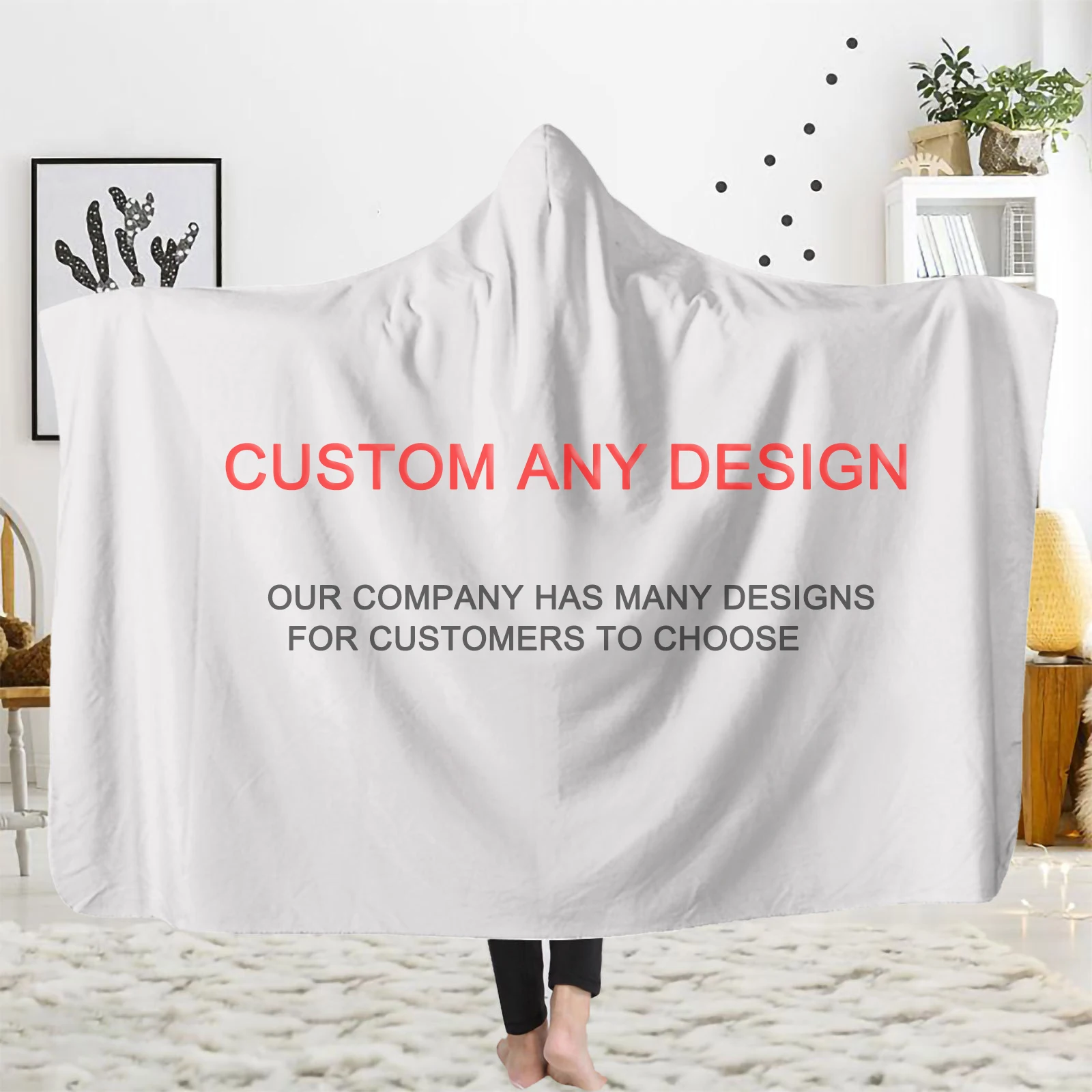 Фланелевое мягкое Флисовое одеяло с капюшоном и сублимацией логотипа для взрослых на заказ