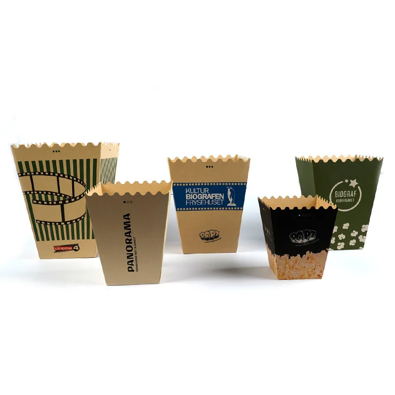 Eco-Friendly Bamboo Paper popcorn Box Biodegradable Takeaway Packaging Box for Fast Food