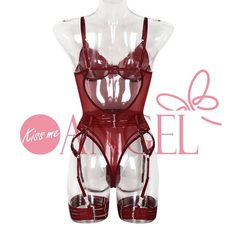 KISS ME ANGEL New Internet Celebrity Sexy Underwear See-through Mesh Shapewear Onesie Sexy Girls Teddy Sexy Lingeries Erotic