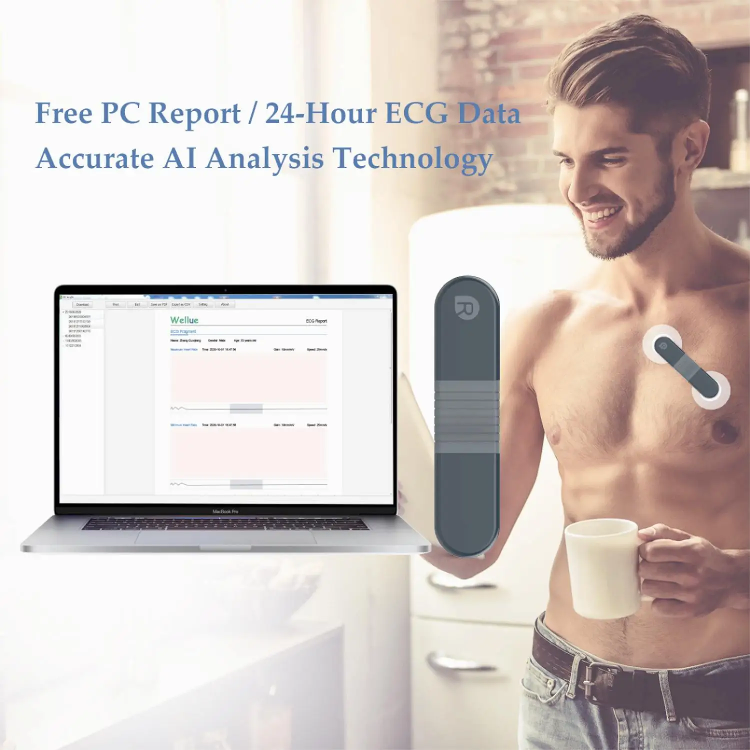 Medical ECG Patch Real-time Dynamic 72 HOURS ECG Recorder Wireless Bluetooth ECG Holter