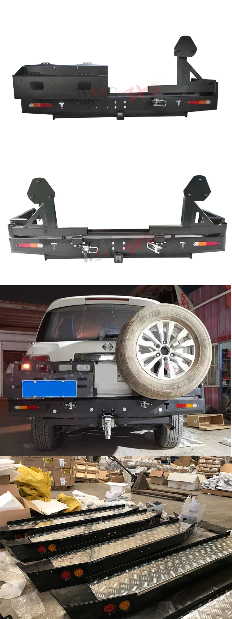 4WD Accessories Fuel Tank Mounts Rear Bumper With Spare Tyre Bracket For GU Patrol Y62