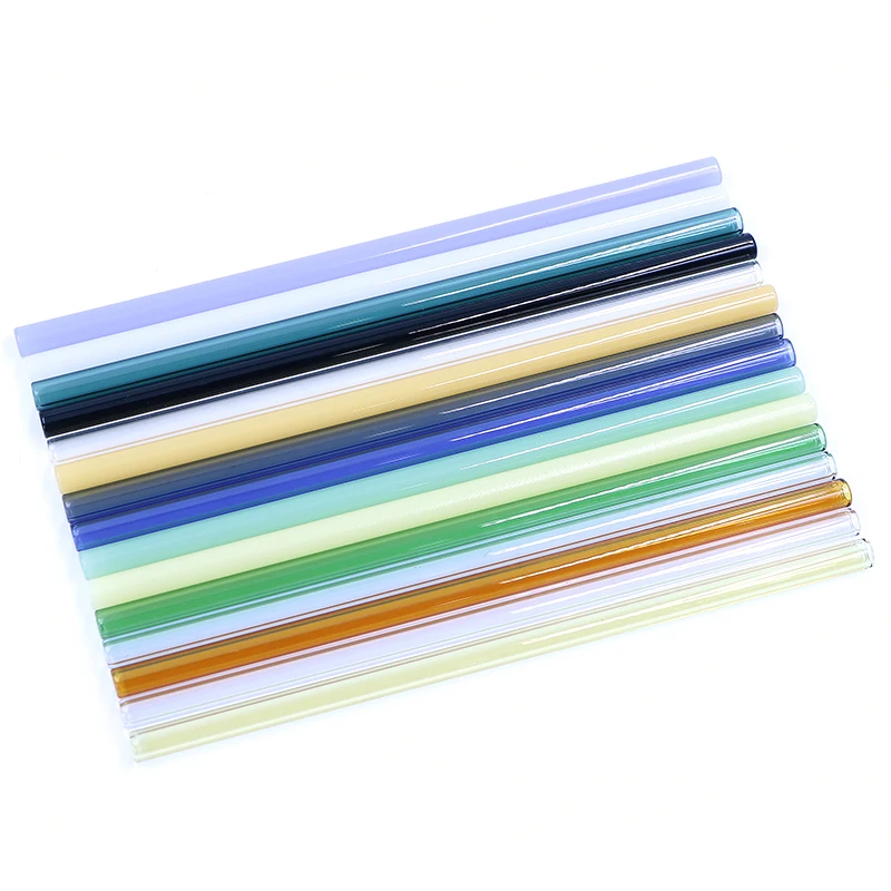 Eco Friendly 200 8 mm Reusable Borosilicate Colored Drinking Glass Straight Straws