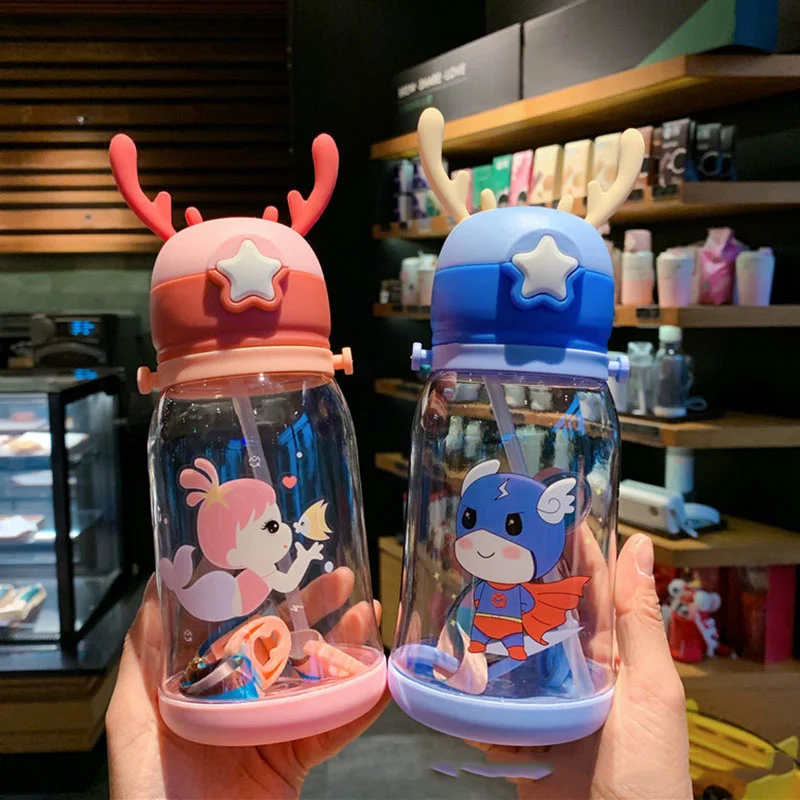 New Boy Girl Children Baby Water Bottle for Kids School Outdoor Travel Cute Cartoon Fashion Shoulder Strap Lovely Deer Fawn Bottl, Size: 700 ml