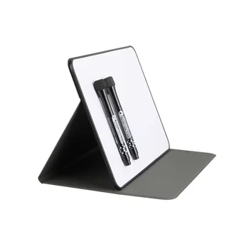 Foldable tabletop glassboard with PU cover, whiteboard with stand