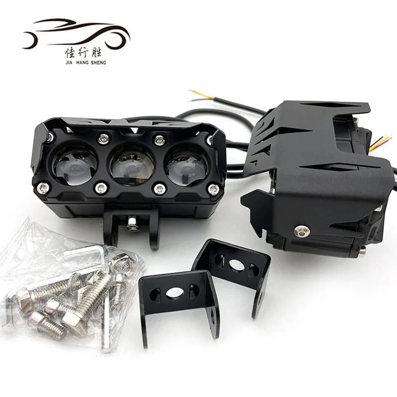 Мотоциклетный прожектор, двухцветный дальний/ближний свет, светодиодный рабочий свет, 3 линзы, мини-фара для вождения, противотуманные лампы, 12 В, 24 В, белый/желтый