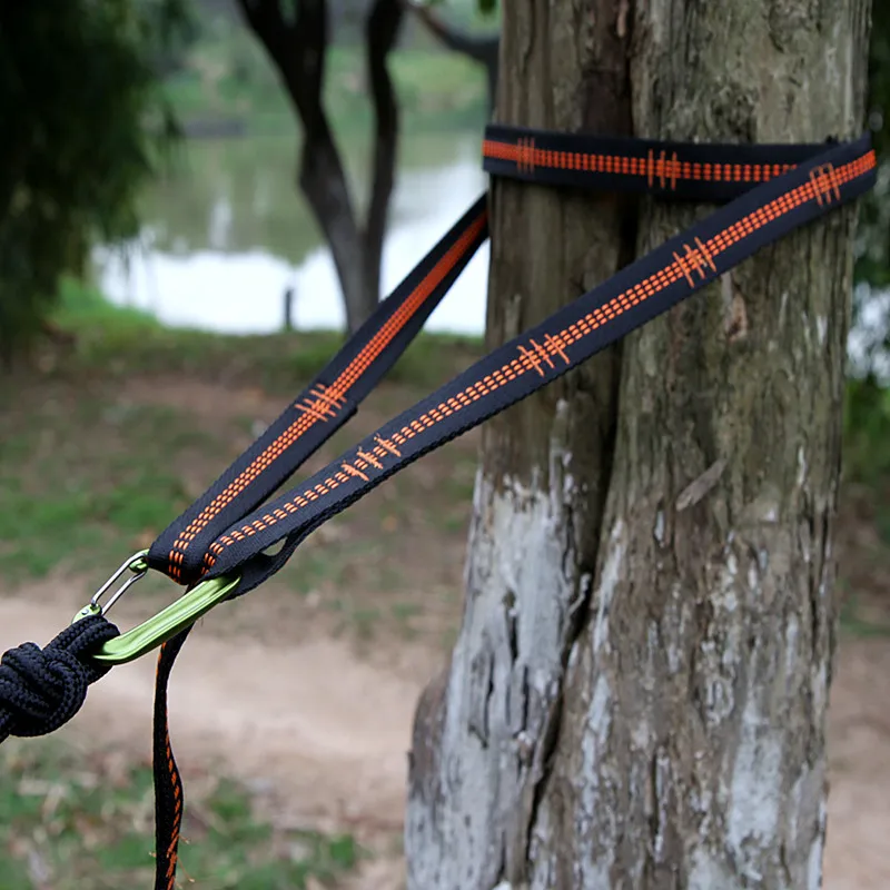 BT-S02 Double & Single Travel Camping 10 Loop Heavy Duty 5KN Carabiner Adjustable Hammock Nylon Tree Straps Set
