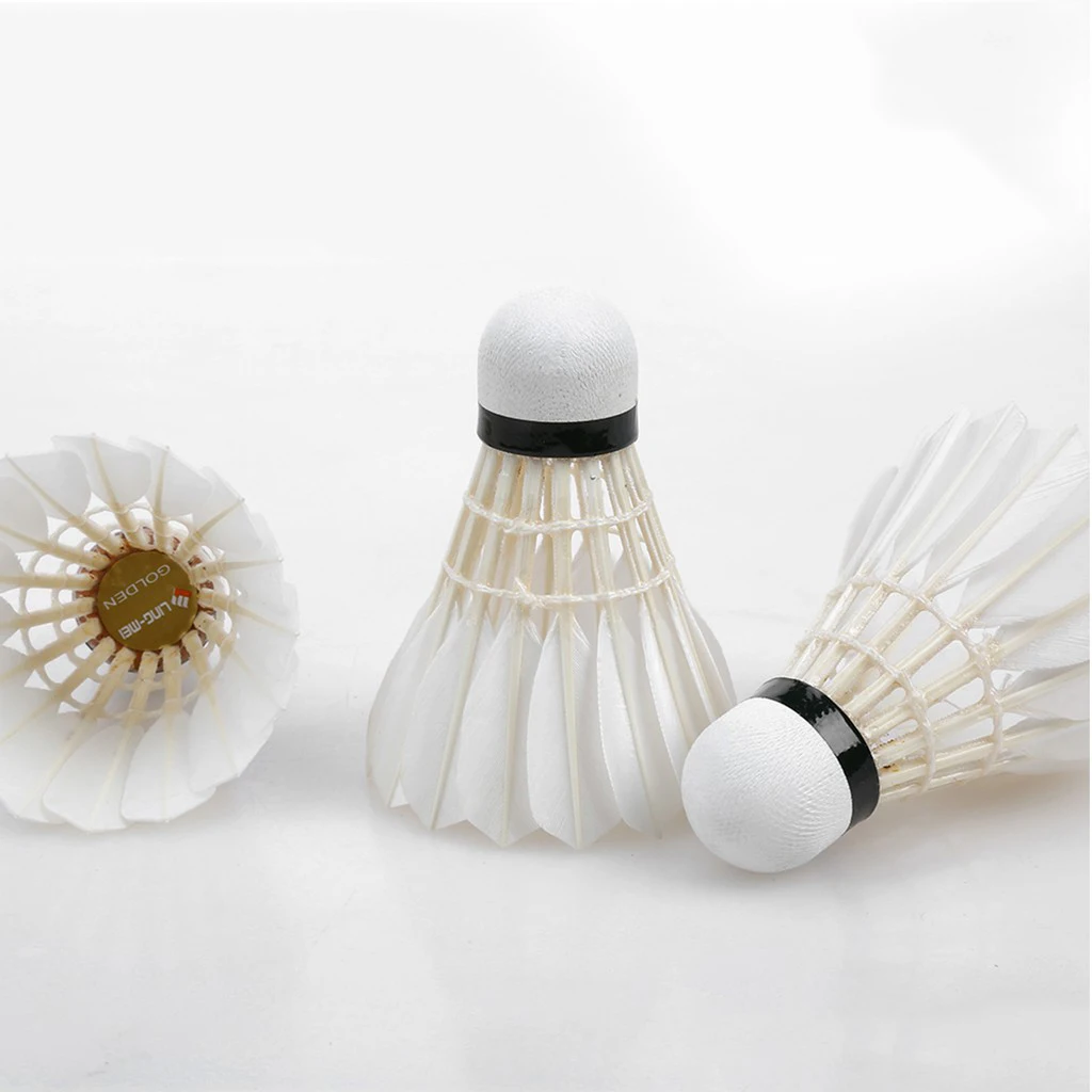 LING-MEI Golden Goose Feather Badminton Shuttlecock - 12 Pcs