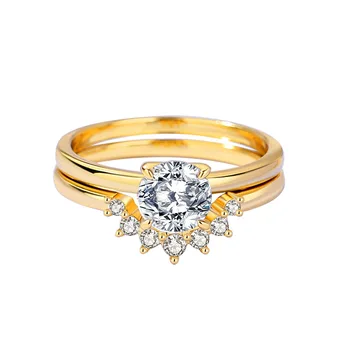 VVS GRA 1 Carat Moissanite Diamond Wedding 2 in one Ring For Women 925 Sterling Silver Luxury fine Jewelry