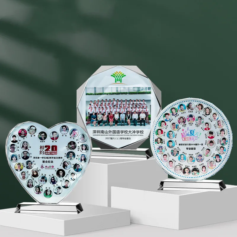 Customized 120-200mm Crystal Glass Photo Frame Popular Design with 4C Printing & Engraving for Trophies Medals & Plaques