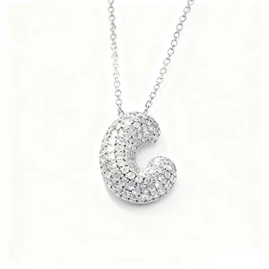 Cross Border 26 Letters Moissanite Necklace 4.4CT Large Chain Exaggerated English Pendant Fashionable Charms Necklace