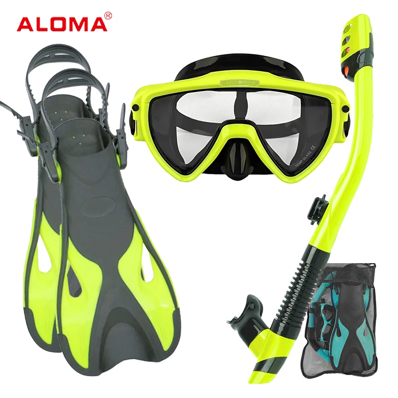 Aloma 2023 snorkeling set diving goggles snorkeling equipment fins diving gear mask set with bag for adults