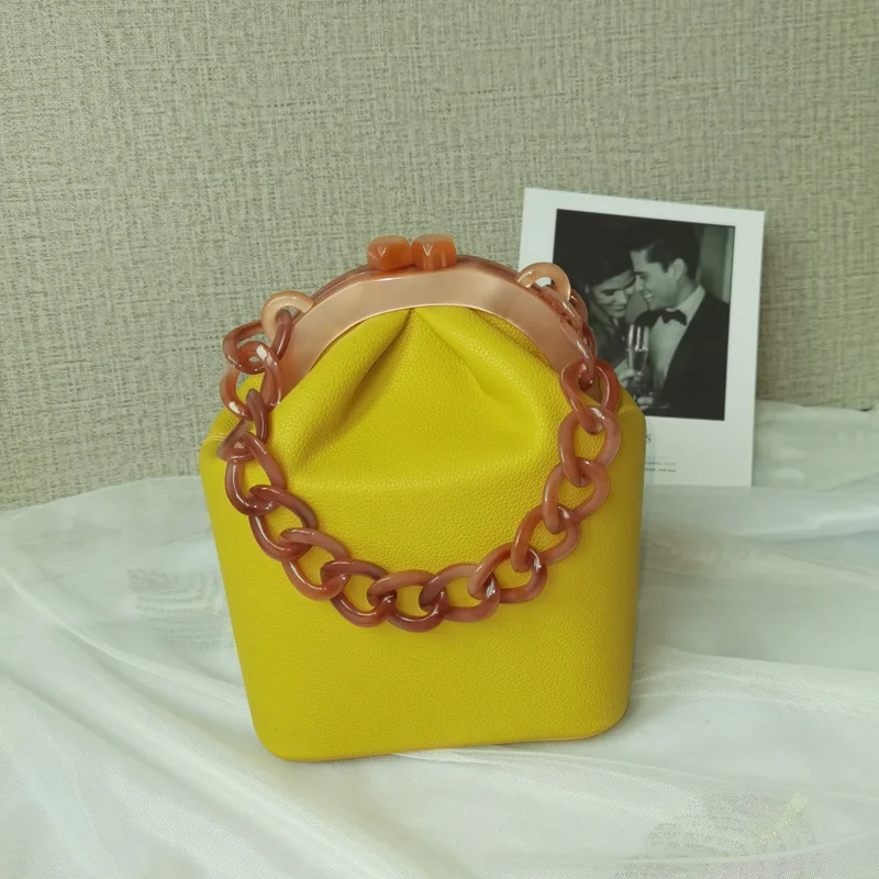 Женская сумка-бокс, роскошная дизайнерская сумка из 2021 акрила на толстой цепочке, сумки-ведра с застежкой, женские кошельки и сумочки от известного бренда для девочек