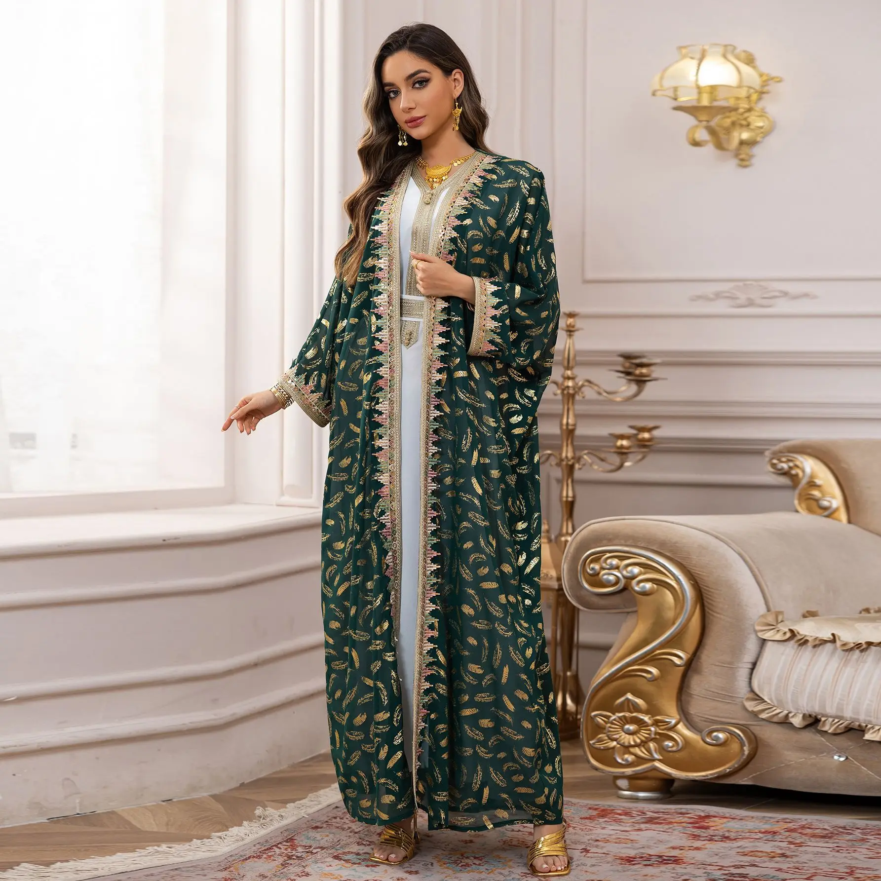 muslim dresses for women Homenesgenics Festival Party Sun Dress Muslim Dress Spring Long Sleeve Oversize Gown home vacation 2025Eid high quality abaya islamic