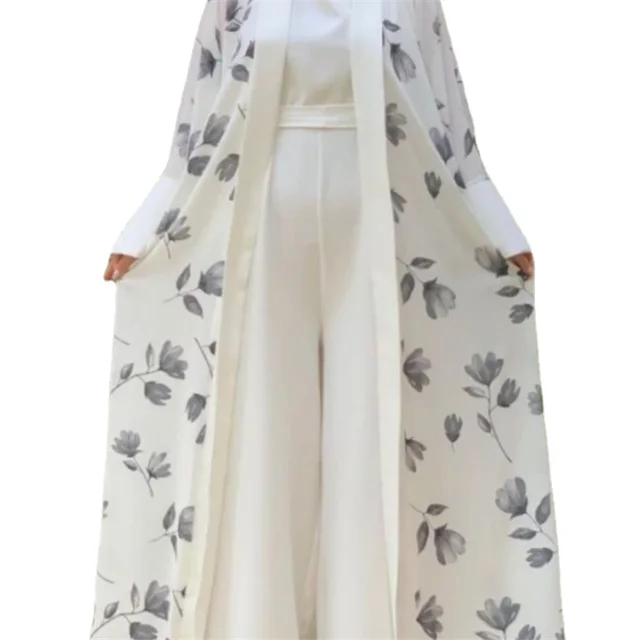 9172 Ramadan Eid Kimono and Jumpsuit Muslim Hijab Dress Turkey Linen Open Abayas for Women Dubai Arabic Kaftan Robe Islam