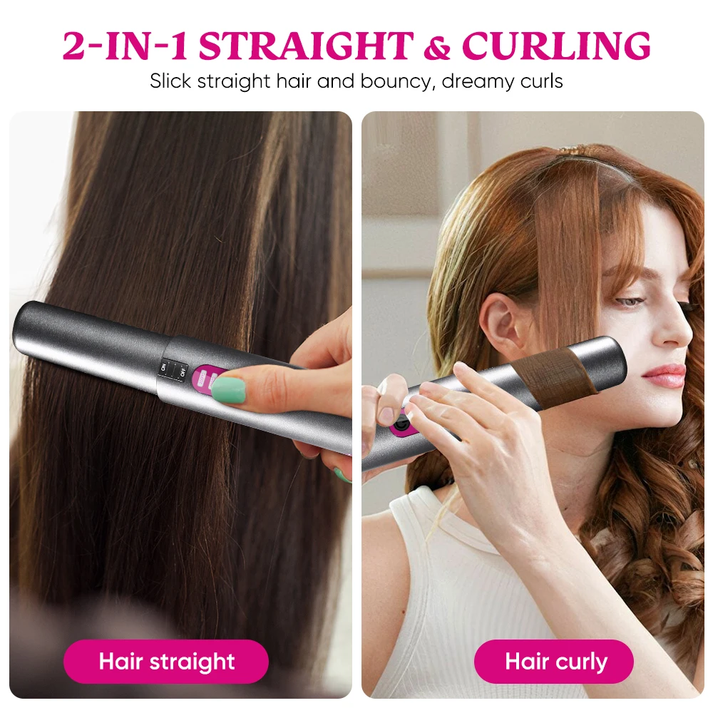 Rechargeable 2 In 1 Hair Straightener And Curler Flat Iron Mini Hair Straightener Wireless Buy 6079