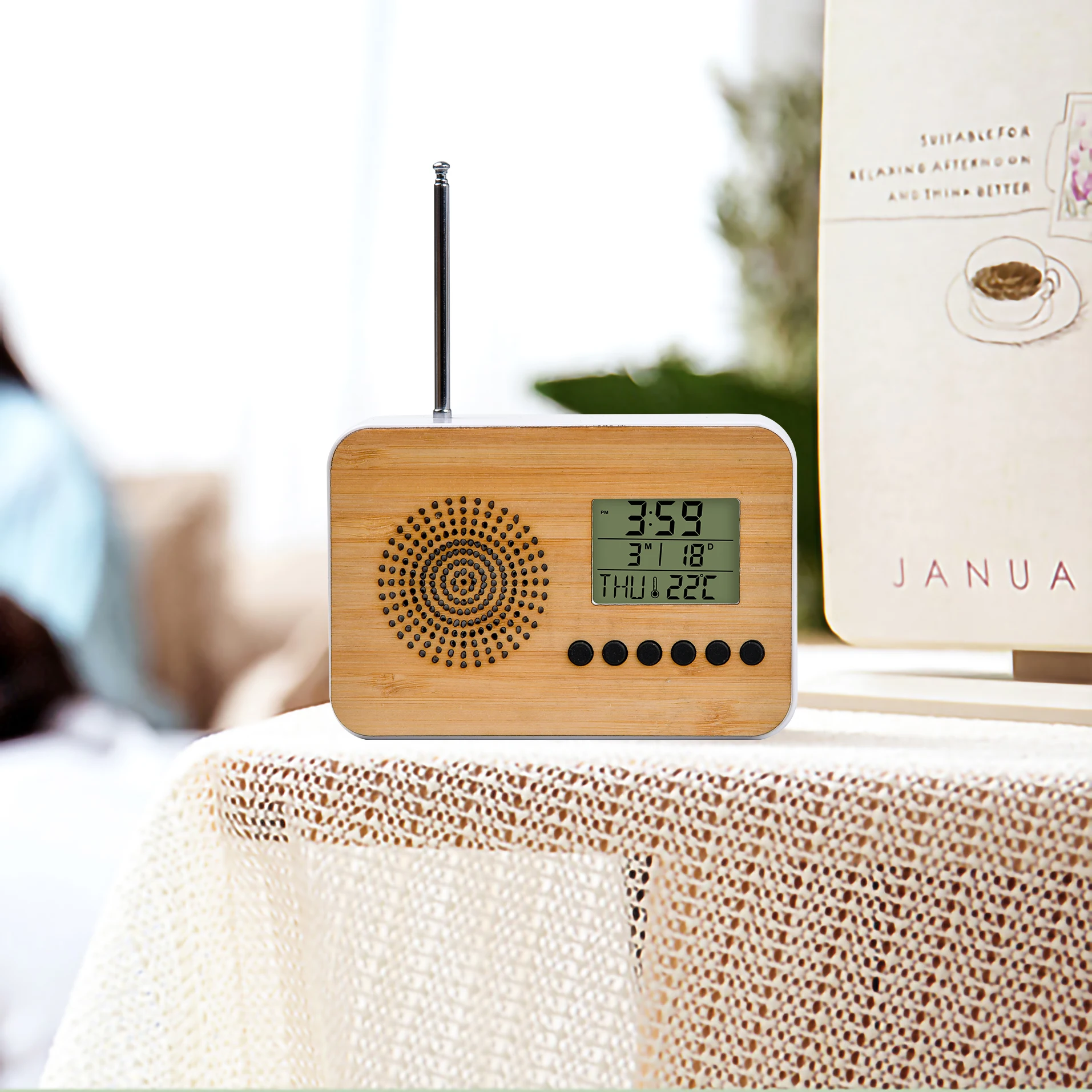 Оптовая продажа, современные прикроватные Цифровые портативные FM-радио часы с дисплеем даты температуры