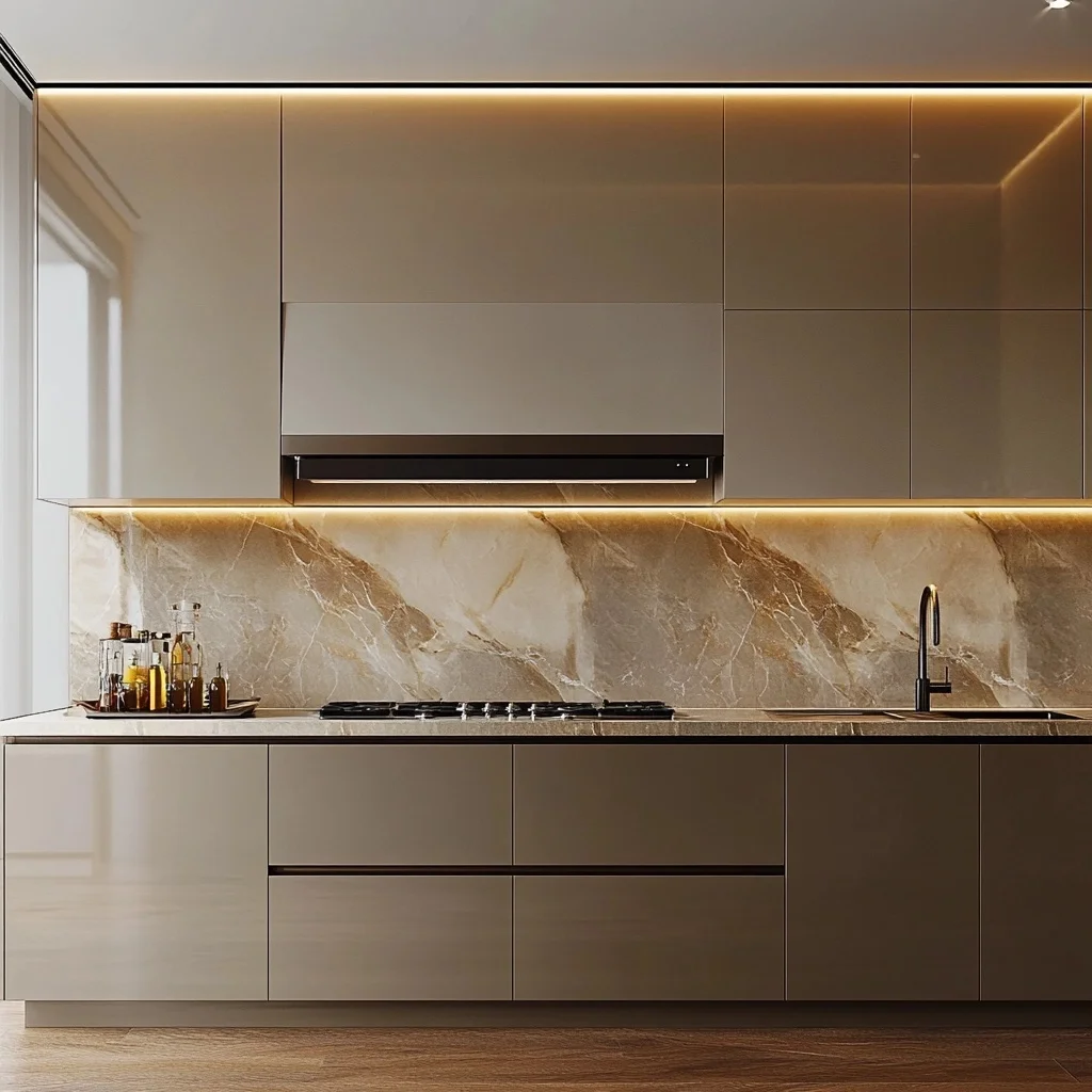 Modern Style Custom Kitchen Cabinet Set High Gloss Folding Wood with ...