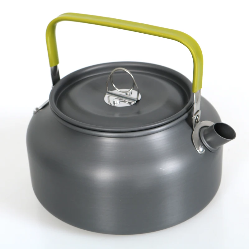 1200ML Aluminum Camping Kettle Teapot with Lid Knob Mesh Bag 