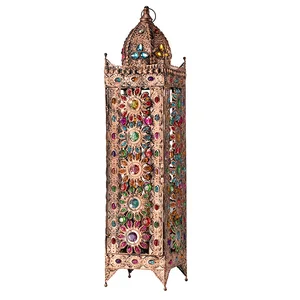 Low MOQ Luxury Iron Corner Standard Lamp Living Room Hotel Square Stand up Lighting Mediterranean Floor Lamp Led Light