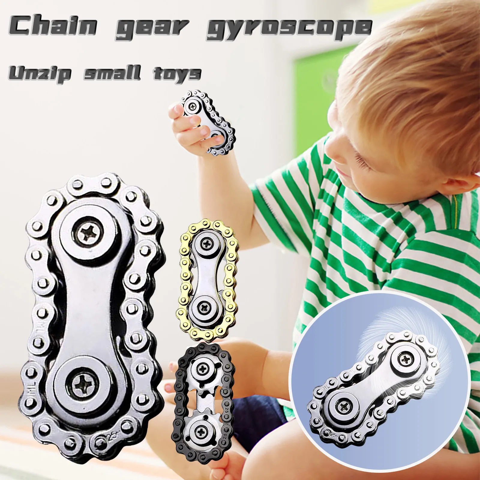 Gatwey Sprockets Chain Fidget Toys Metal Sensory Bike Chain Gears Fidgets Spinner For Adults Edc