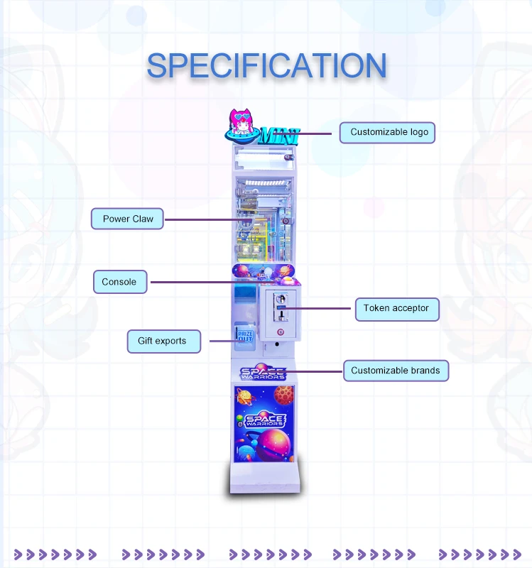 Amusement Coin Operated ODM/OEM Arcade Toy Claw Vending Machine Mini Claw Crane Machine With Top Locker Showcase