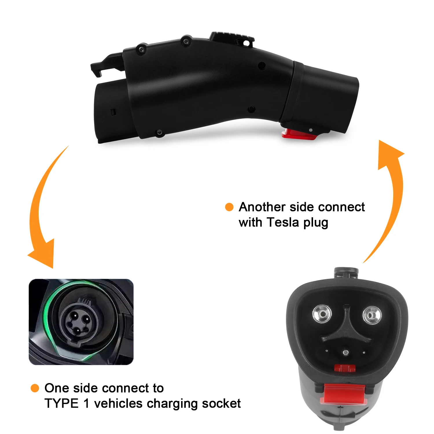 SEGUMA Tesla To J1772 EV Charger Adapter - 60A 250V, IP65, For Non-Tesla EVs