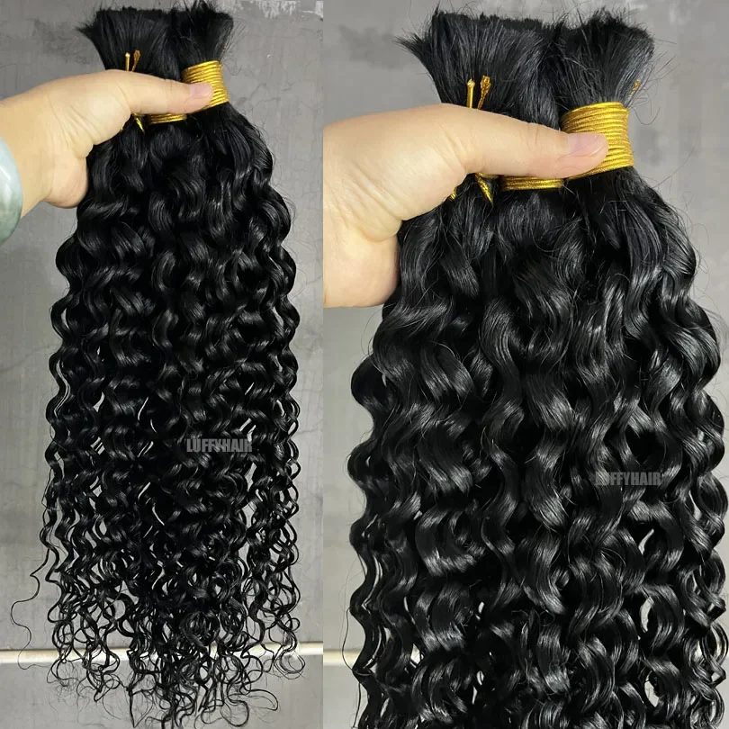 Capelli umani sfusi ricci profondi per intrecciare, estensioni di capelli vergini malesi al 100% non trattati_voghion.com