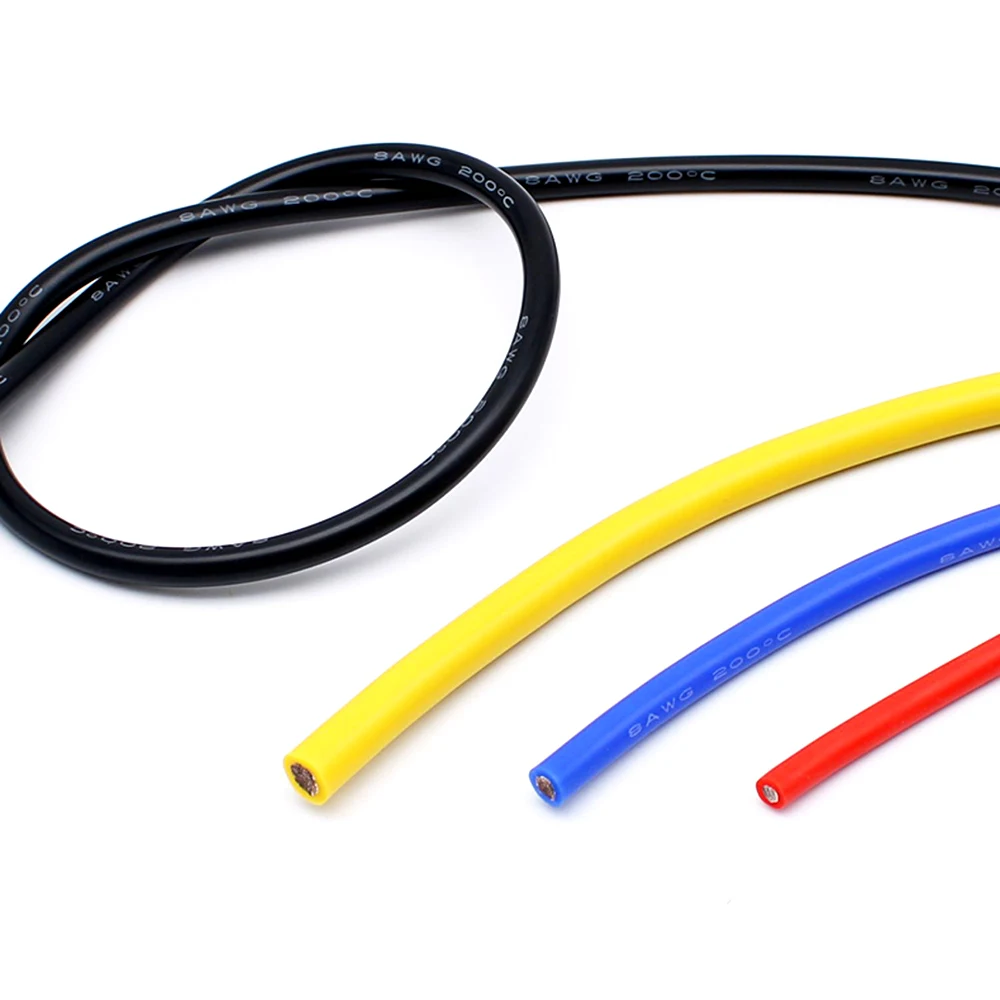 Flexible Silicone Cable 0.08mm Tinned Copper Electrical Wires 8AWG Silicone Wire For RC Motor ESC Lipo Battery Car Inverter