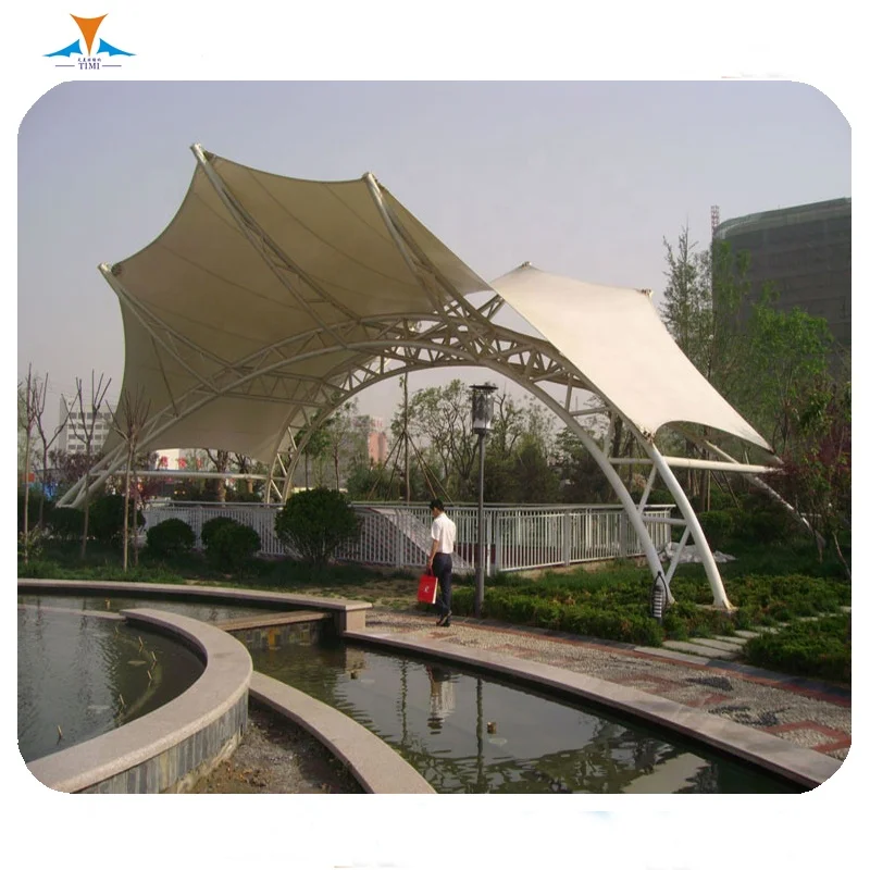 Wind Resistant Architecture Landscape Tensile Fabric Membrane Structure