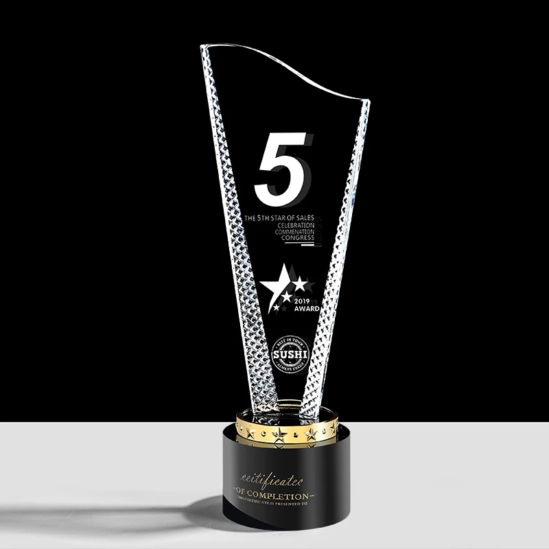 Professional Factory Wholesale Crafts Gold metal custom star crystal trophy award plaque trophy manufacture