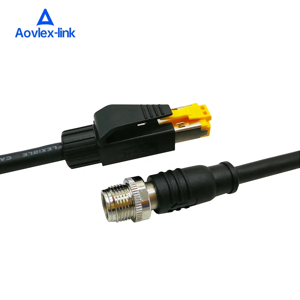 M12 X-code 8pin штекер к RJ45 Штекерный кабель промышленный разъем CAT6 ethernet-кабель цепь