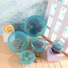 Floral-shaped food storage lid, light blue 5-piece set