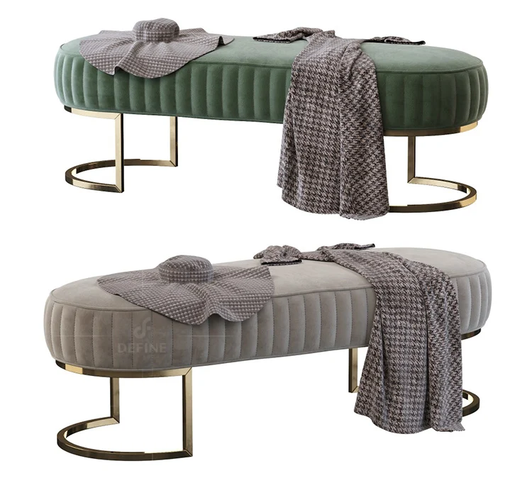 Luxury Hotel Furniture - Tufted Velvet Bedroom Ottomans