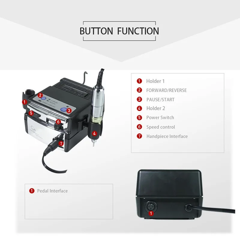 product free shipping japan g5 professional nail drill micromotor 28000rpm low noise super up200 e file ce certified manicure machine-7