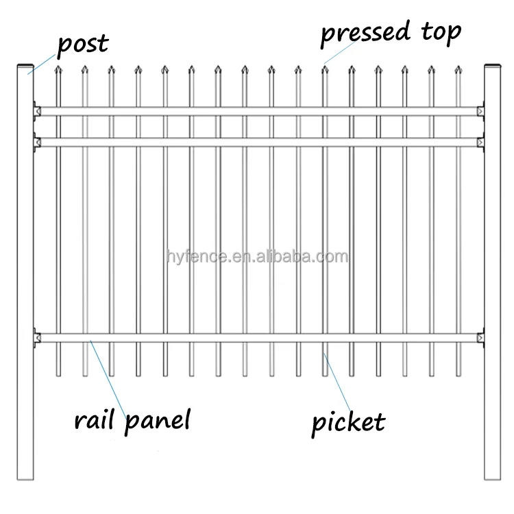 Powder Coated House Metal Fencing Fancy Garden Security Palisade Picket