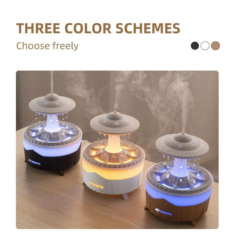 Ufo Air Humidifier Rain Cloud Aroma Diffuser Rain Drop Ultrasonic