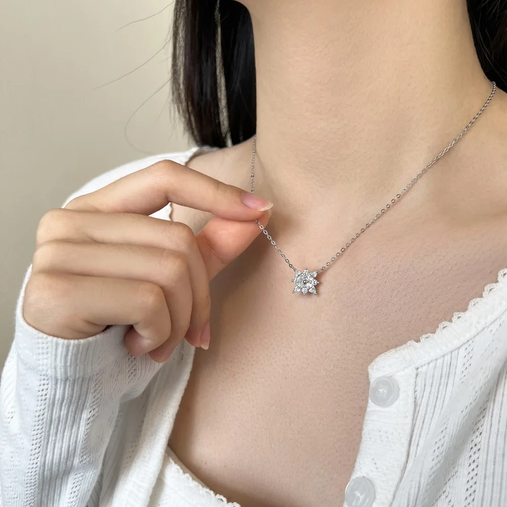 KAKODIY Fine Jewelry Customizable 925 Sterling Silver Chain 5A Zirconia Snowflake Pendant Necklace detail 1
