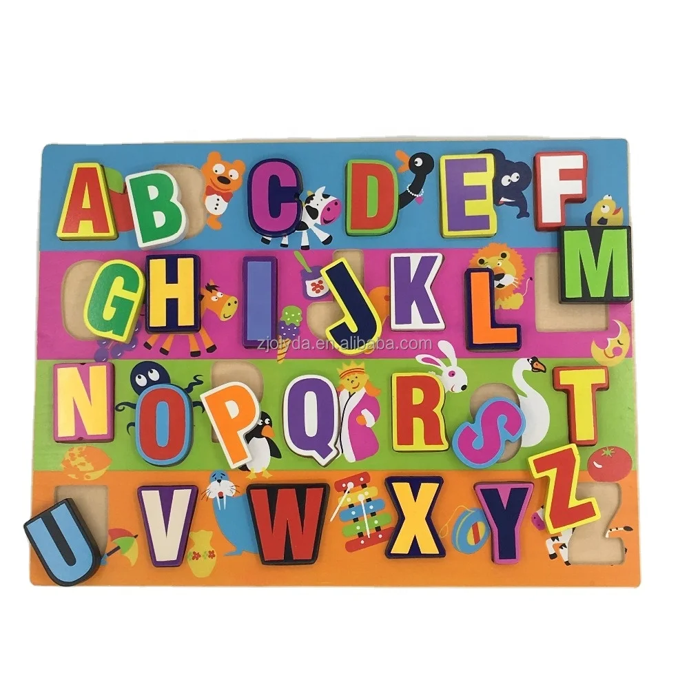 Early Learning Alphabet Wooden Blocks 3D Puzzle for Kids