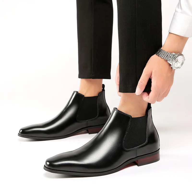 Sh11508a Italian Luxury Business Dress Boots & Oxford Rubber Sole High Cut  Anti-slip Dress Shoes for Men