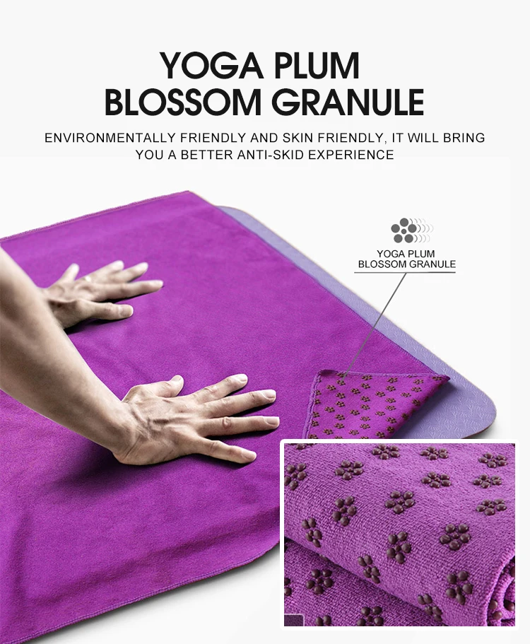 Wholesale 6-Color Non-Slip Microfiber Yoga Mat Fitness Gym Towel Back Flower Dot Design Outdoor Sports Polyester Material Custom factory