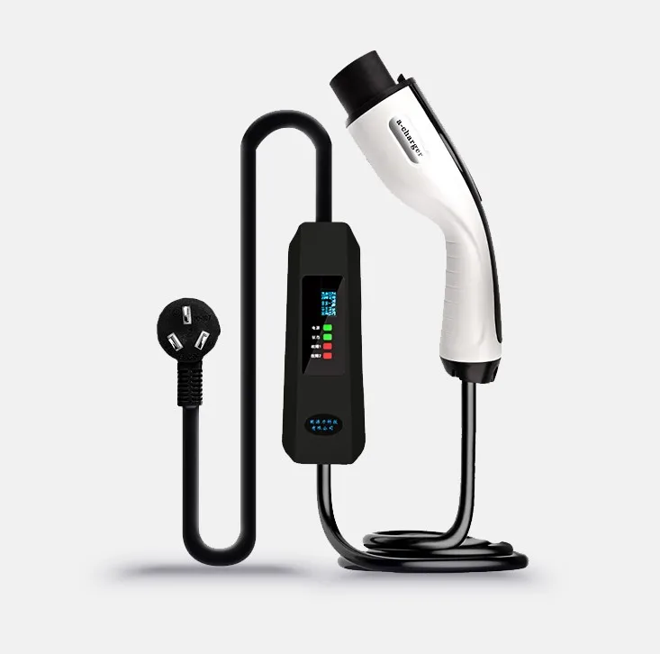 Portable Electric Vehicles charger 8A/10A/13A/16A adjustable OLED display home use 100V-240VAC portable ev charger