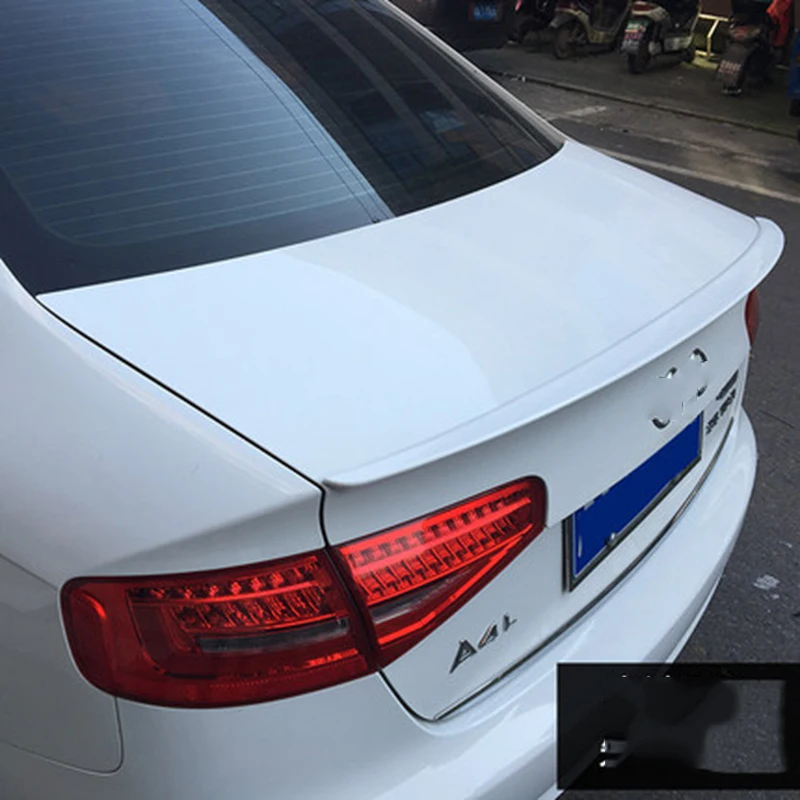 For Audi A4 B8 B8.5 4 Door Sedan 2009-2016  S4 Style ABS Rear Wing Roof Rear Box Decorated Spoiler Gloss Black carbon fiber look