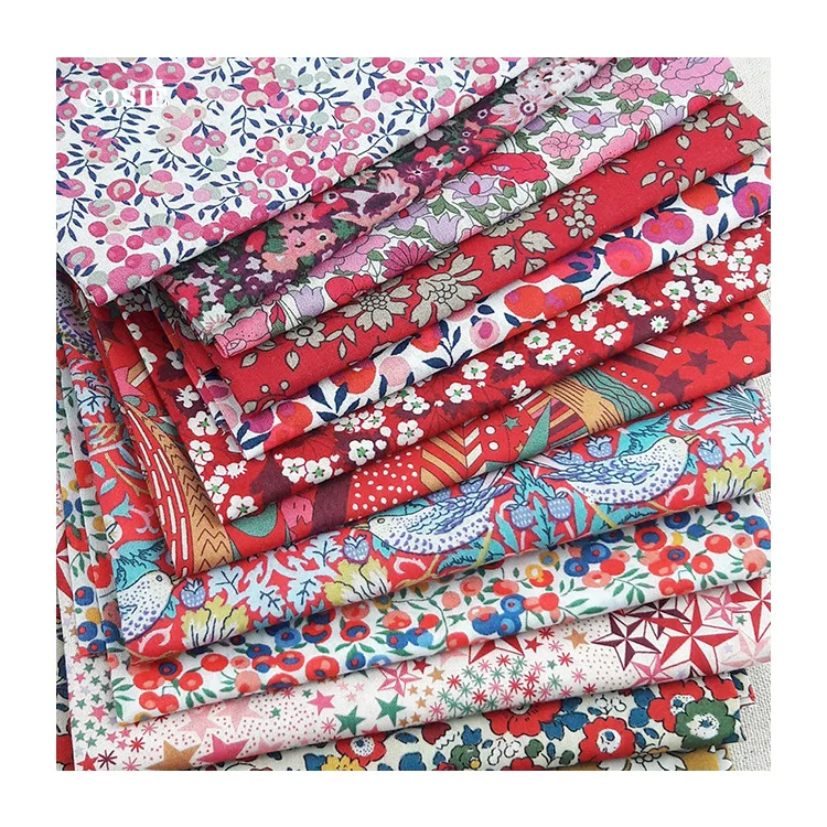 Цветочный дизайн Рождественская красная и зеленая печатная ткань 100% хлопок GOTS Liberty Digital набивная для шитья платья