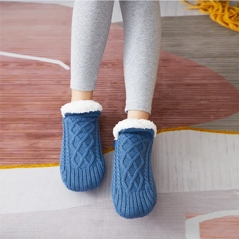 2025 Women Fuzzy Boot Non Slip Knitted Warm House Slipper Indoor Winter Warm Socks