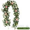 72 diademas de flores con enredadera de eucalipto rosa.
