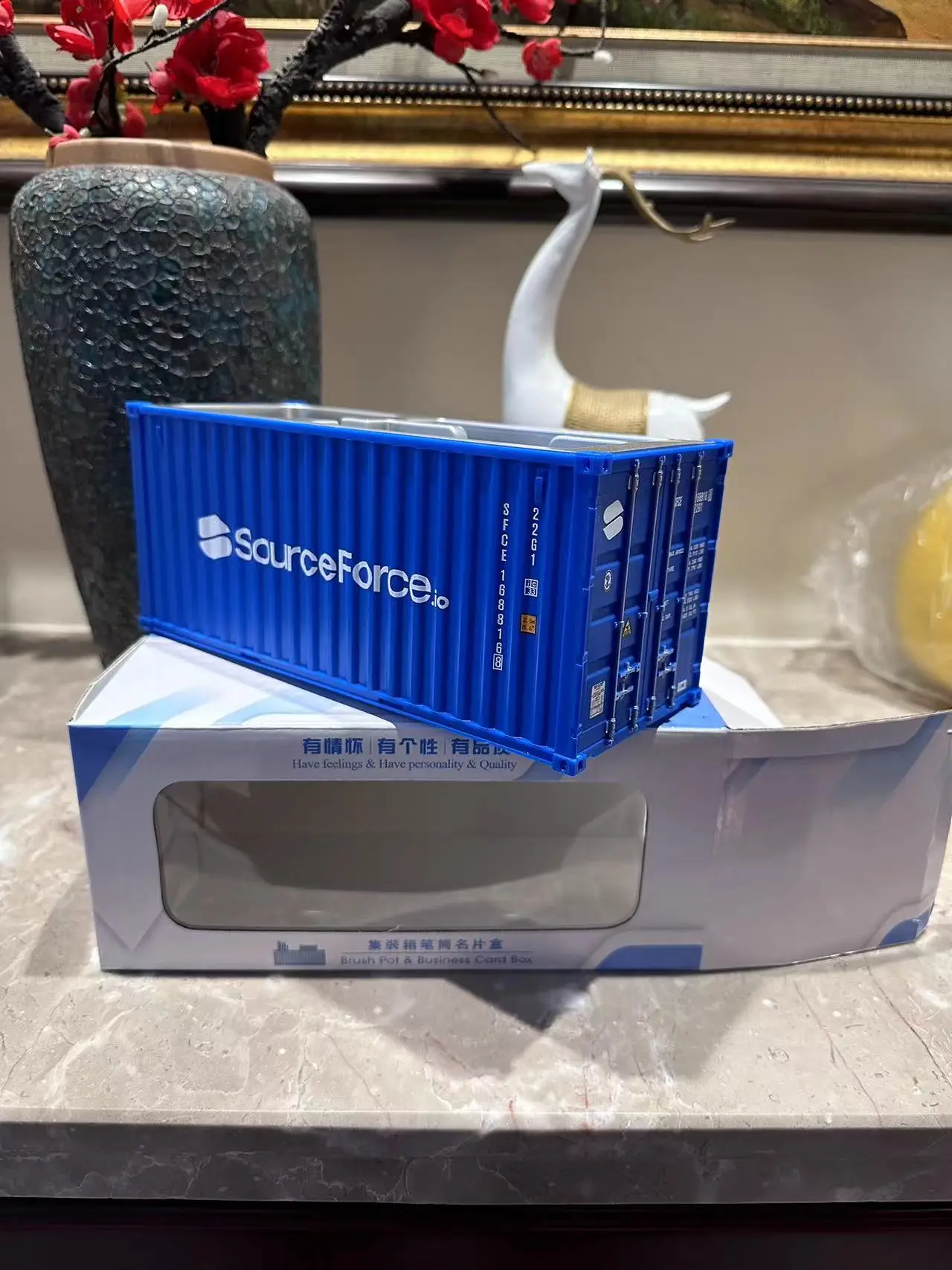 Decorative Objects Container Box Corporate Gift Model Classic Mini Sea Container 20ft Shipping Container Maritimo Pen Holder