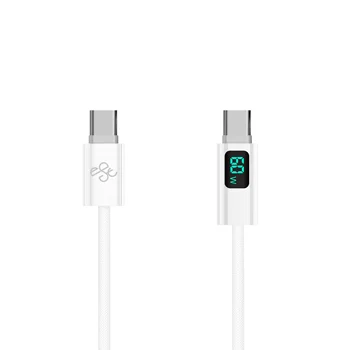 60W LCD Display Fast Charging Data Cable Type C to Type C USB C Mobile Charging Cable