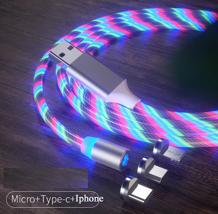 3 в 1, светодиодный магнитный usb-кабель для быстрой зарядки