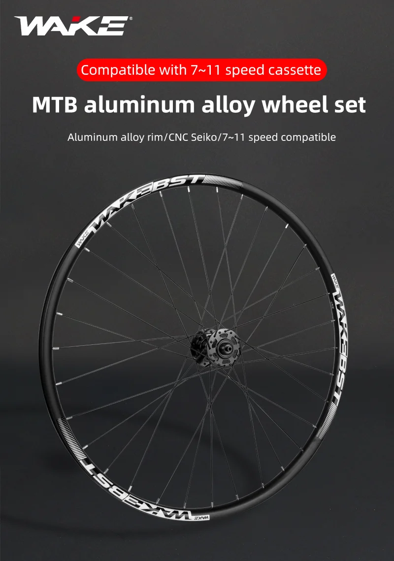 Wake Mountain Bike Wheelset 24/26/27.5/29 Inch,Fit 7-11 Speed Cassette ...