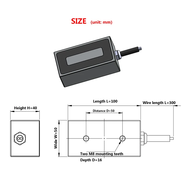 85Kg 100Kg 12v 24v Electromagnet Rectangular Holding Dc Electromagnet